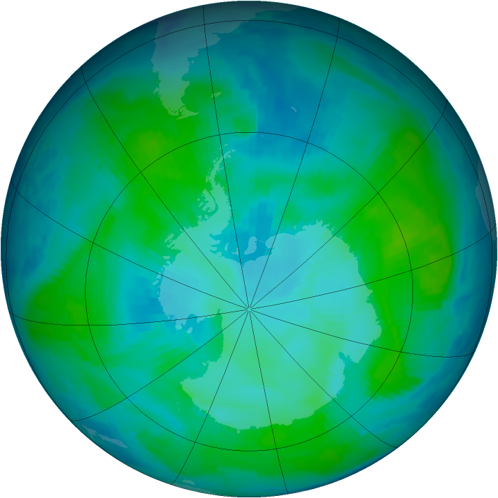 Antarctic ozone map for 24 January 1997